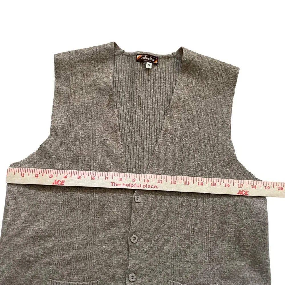 Vintage DaeKwanRyung Mens Ribbed Knit Button-Up Vest Pockets Size XL Brown - Picture 4 of 7